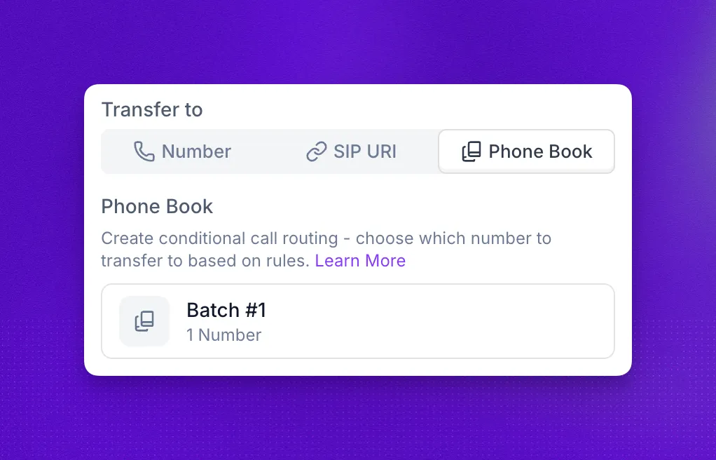 Phone book transfer destination selecting a saved phone book in the call transfer action