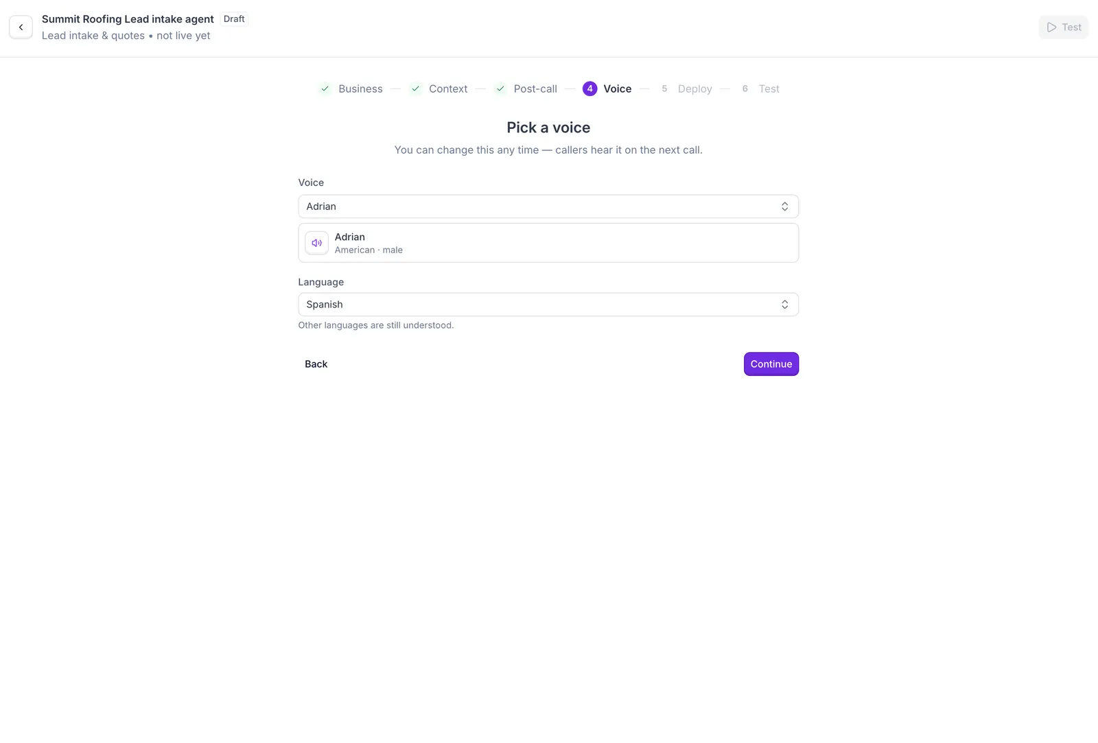 Voice step: voice and language