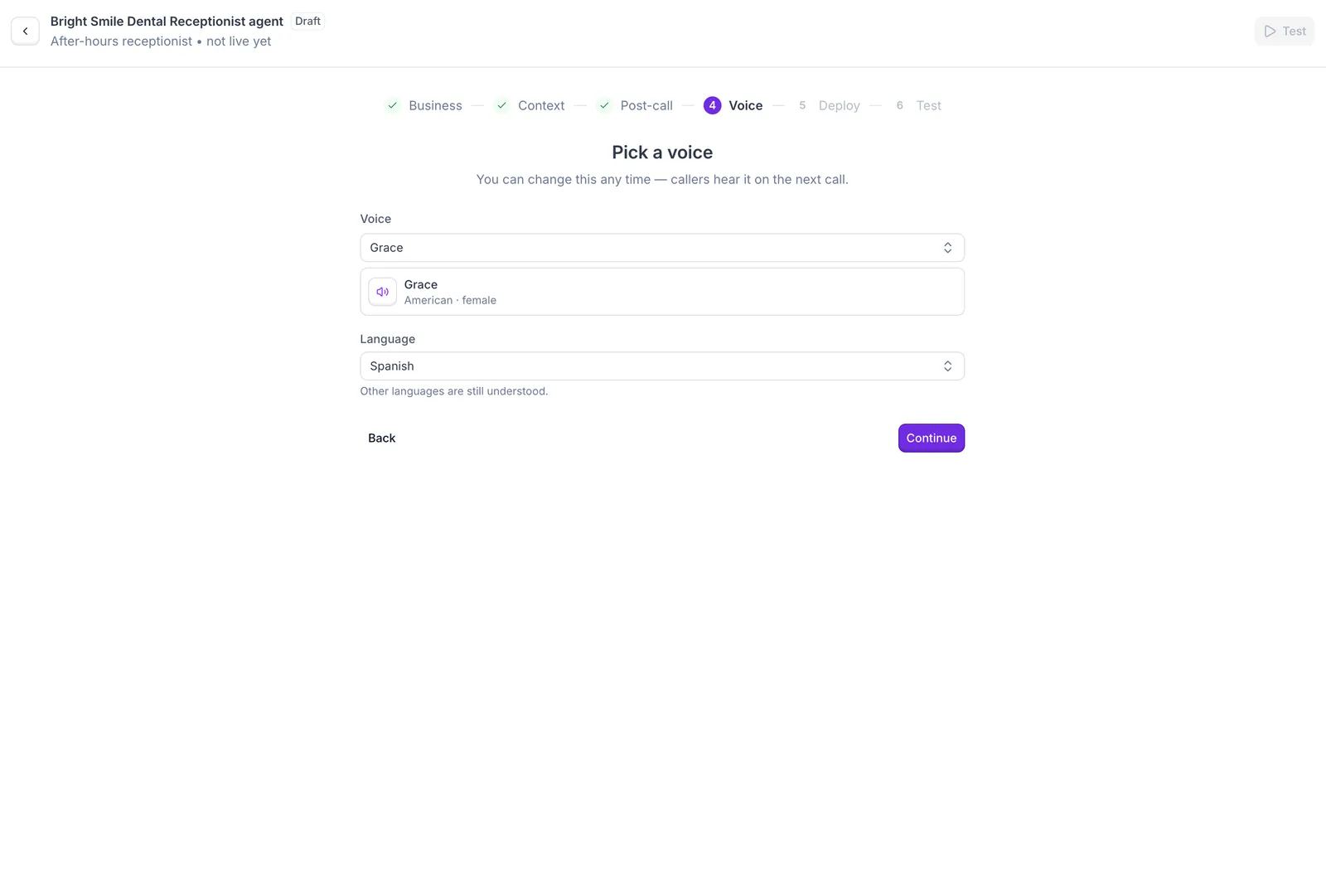Voice step: voice and language