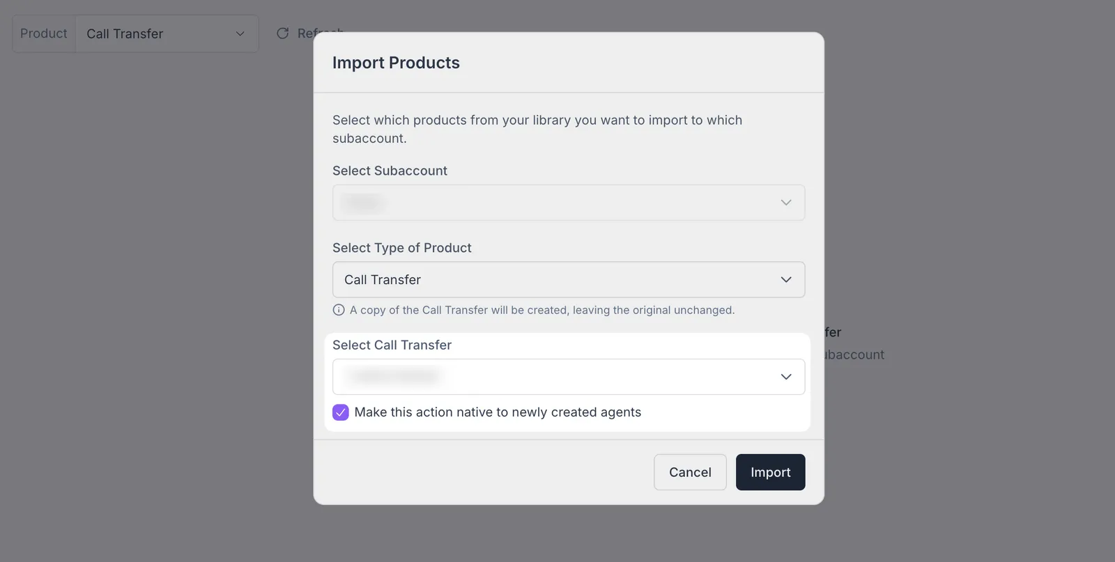 Import Native Action