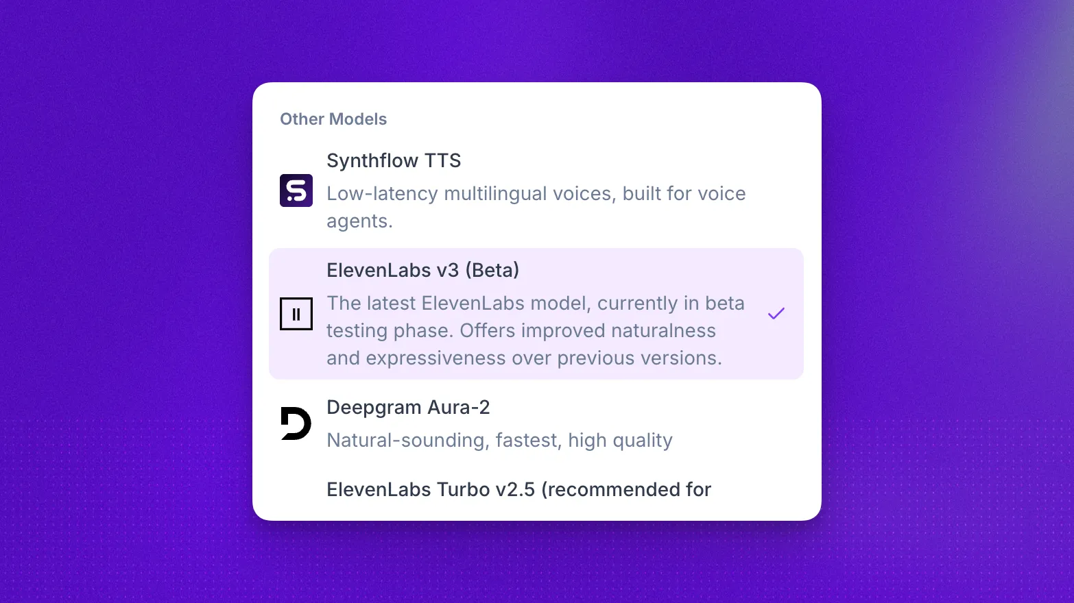 ElevenLabs V3 selected in the agent editor Voice settings