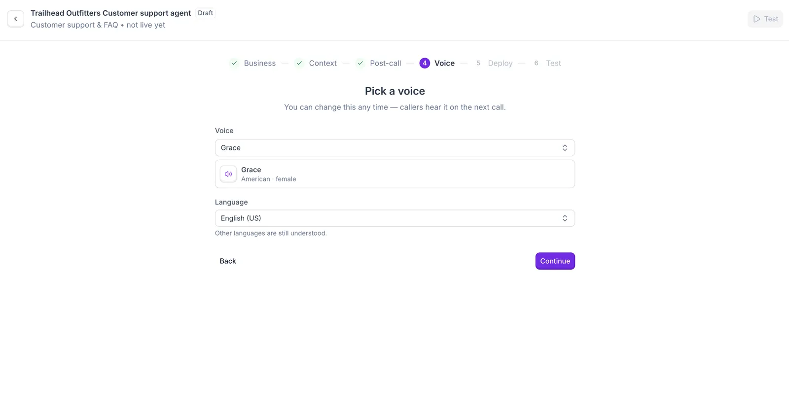 Voice step: voice and language