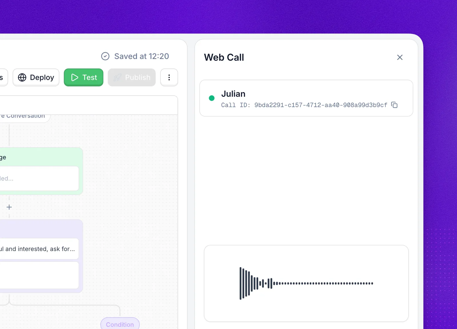 Web Call test panel
